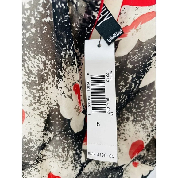 Vtg Laundry Silk Dress 8 Floral Chiffon Bow Whimsigoth Boho 90s Style Deadstock - Picture 7 of 14